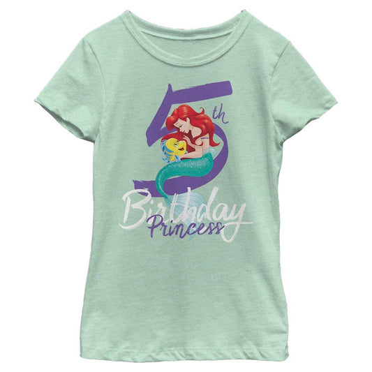 Girl's Disney Birthday Mermaid Five T-Shirt - MARVEL PRODUCTS AND MORE
