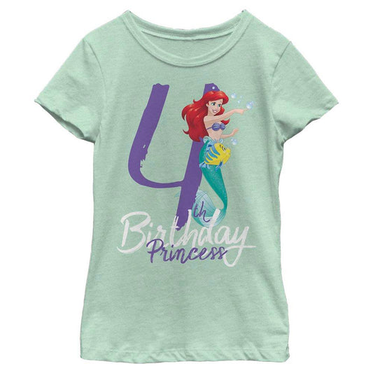 Girl's Disney Birthday Mermaid Four T-Shirt - MARVEL PRODUCTS AND MORE