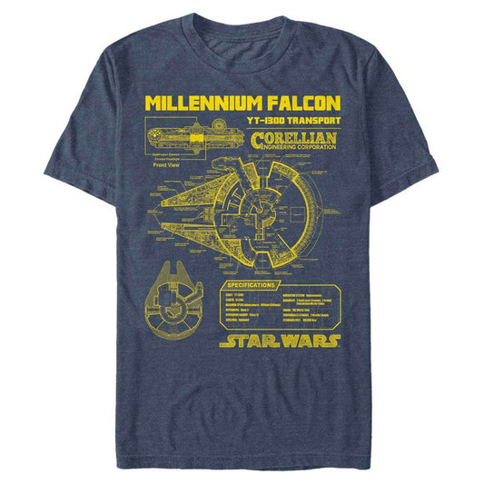 Men's Star Wars Falcon Schematic T-Shirt - MARVEL PRODUCTS AND MORE