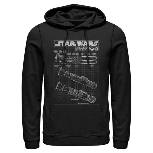 Men's Star Wars Saber Diagram Lightweight Hoodie - MARVEL PRODUCTS AND MORE